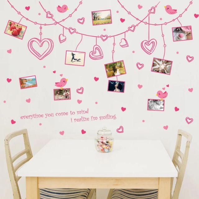 DECAL DÁN TƯỜNG DÂY KHUNG ẢNH TIM