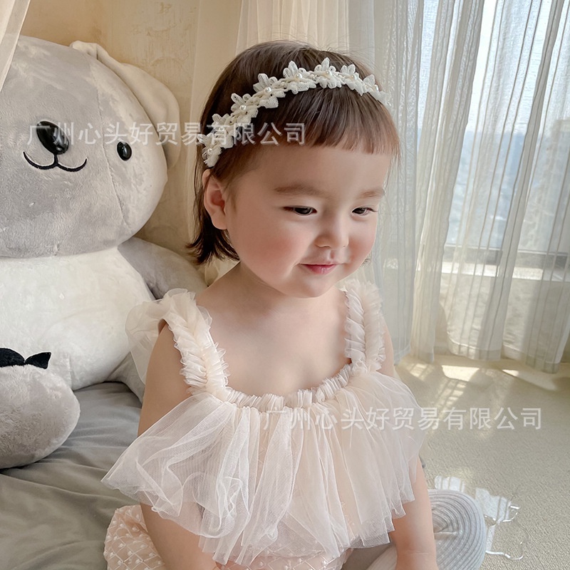 Băng đô ren đính hạt phong cách hàn quốc bé gái