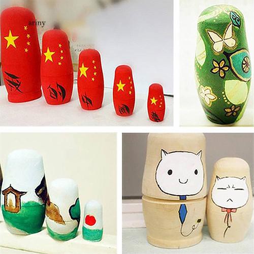 Bộ 5 búp bê Nga Matryoshka bằng gỗ chưa hoàn thành tiện dụng