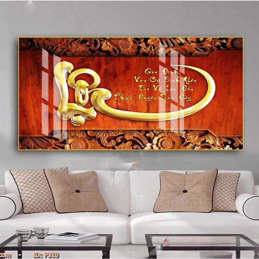 Tranh Tráng gương 5D in UV 100%- Tranh chữ Thư Pháp "Phúc, Lộc, Hiếu, Tâm, An,...''- Siêu đẹp
