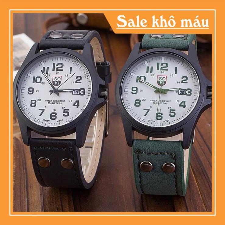 Đồng hồ thời trang nam đẹp Soki SK02 dây da mềm đeo êm tay