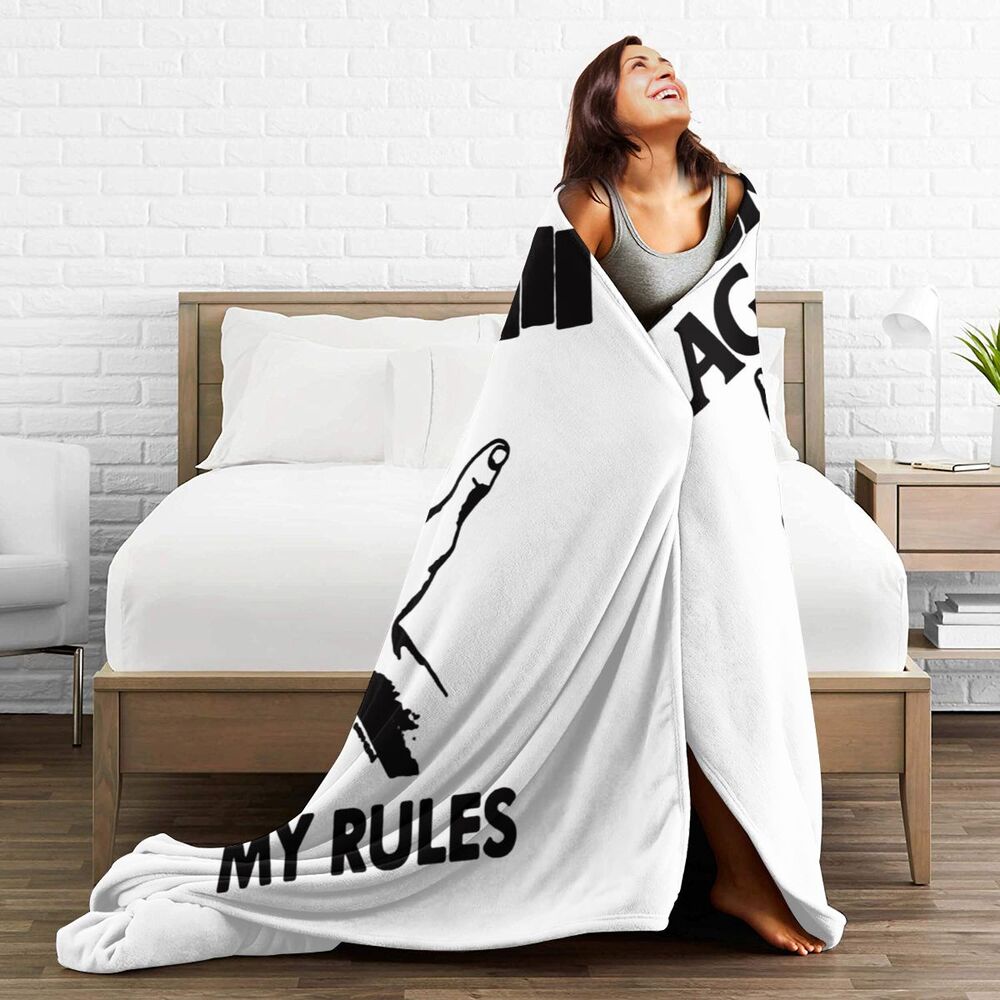 [Available] Flannel Blanket Comfort Velvet Touch Ultra Plush, Novelty Soft Throw  Black Flag My Rules Punk Band Home Decor Warm Throw Blanket for Couch Bed