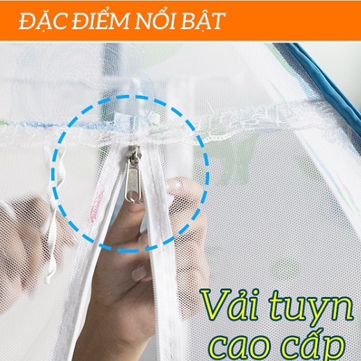 Màn chụp Tự Bung Đỉnh Rộng Cao Cấp Hoàng Nhân Màn Rộng Dãi Mắt Nhỏ Chống Muỗi II BẢO HÀNH 1 năm