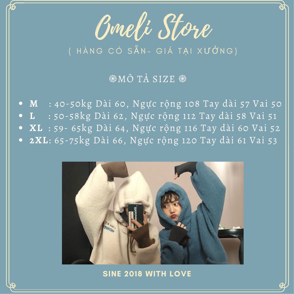 Áo hoodie nữ  lông cừu nỉ bông siêu kute dáng rộng thời trang mùa đông | BigBuy360 - bigbuy360.vn