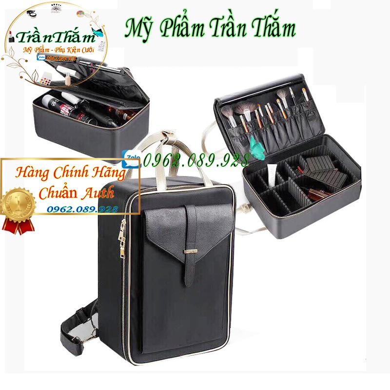 [Size To 42x30x15CM] Cốp Balo Trang Điểm Viền Vàng Chuyên Nghiệp Cao Cấp