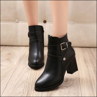 Giày Boot Nữ Cao Gót Đế Cao 7Cm Da Pu G032