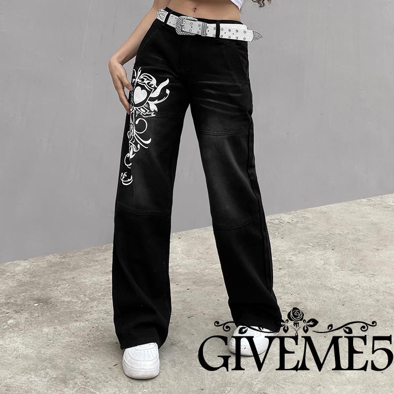 Quần jeans nữ lưng thấp thời trang vintage