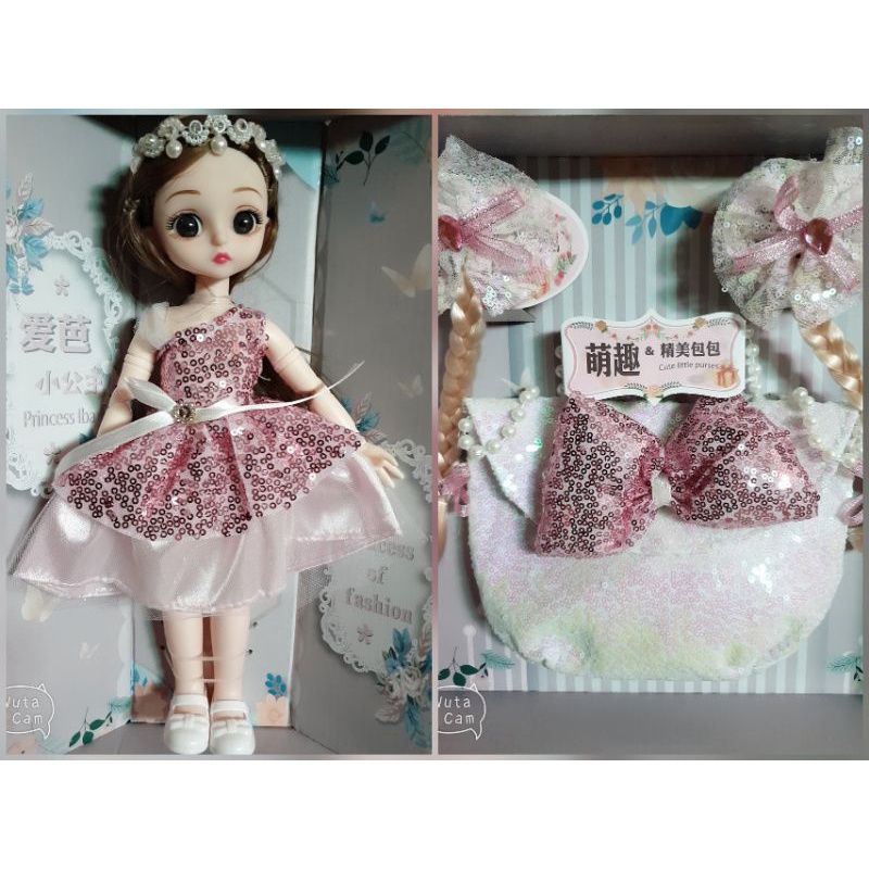 Đồ Chơi Búp Bê Công Chúa Barbie, Elsa Tặng Kèm Túi Đính Ngọc Trai, Kẹp Tóc Cho Bé Gái