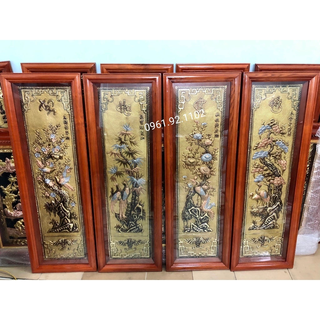 bộ tranh tứ quý tùng cúc trúc mai 40x100 ( hàng y hinh)