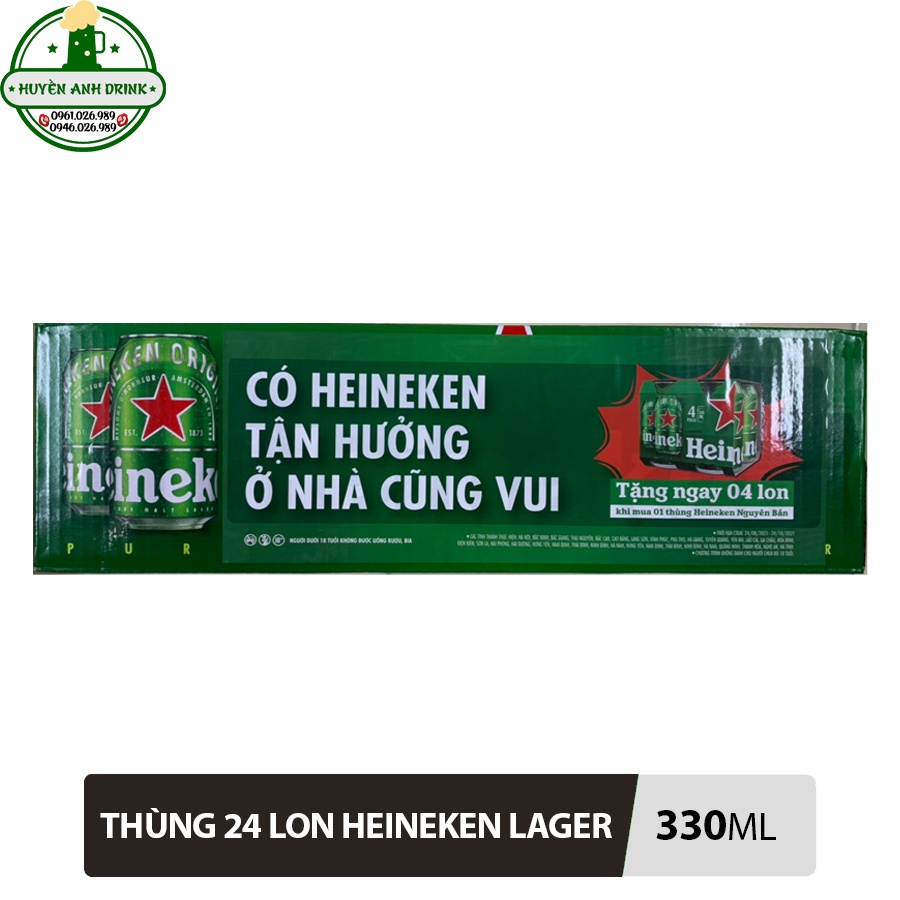 Bia Heineken Lon 330ml - Thùng 24 Lon - CTKM giảm giá đặc biệt