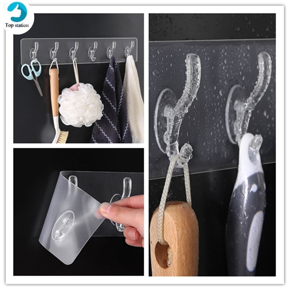 Móc dán tường chịu lực màu trong suốt chống thấm nước kiểu dáng dễ thương cho nhà tắm