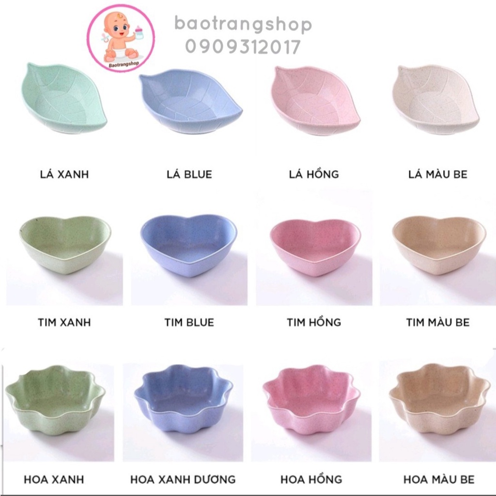 [Siêu rẻ] Bát ăn dặm, bát đựng gia vị lúa mạch mini cho bé hình dáng xinh xắn