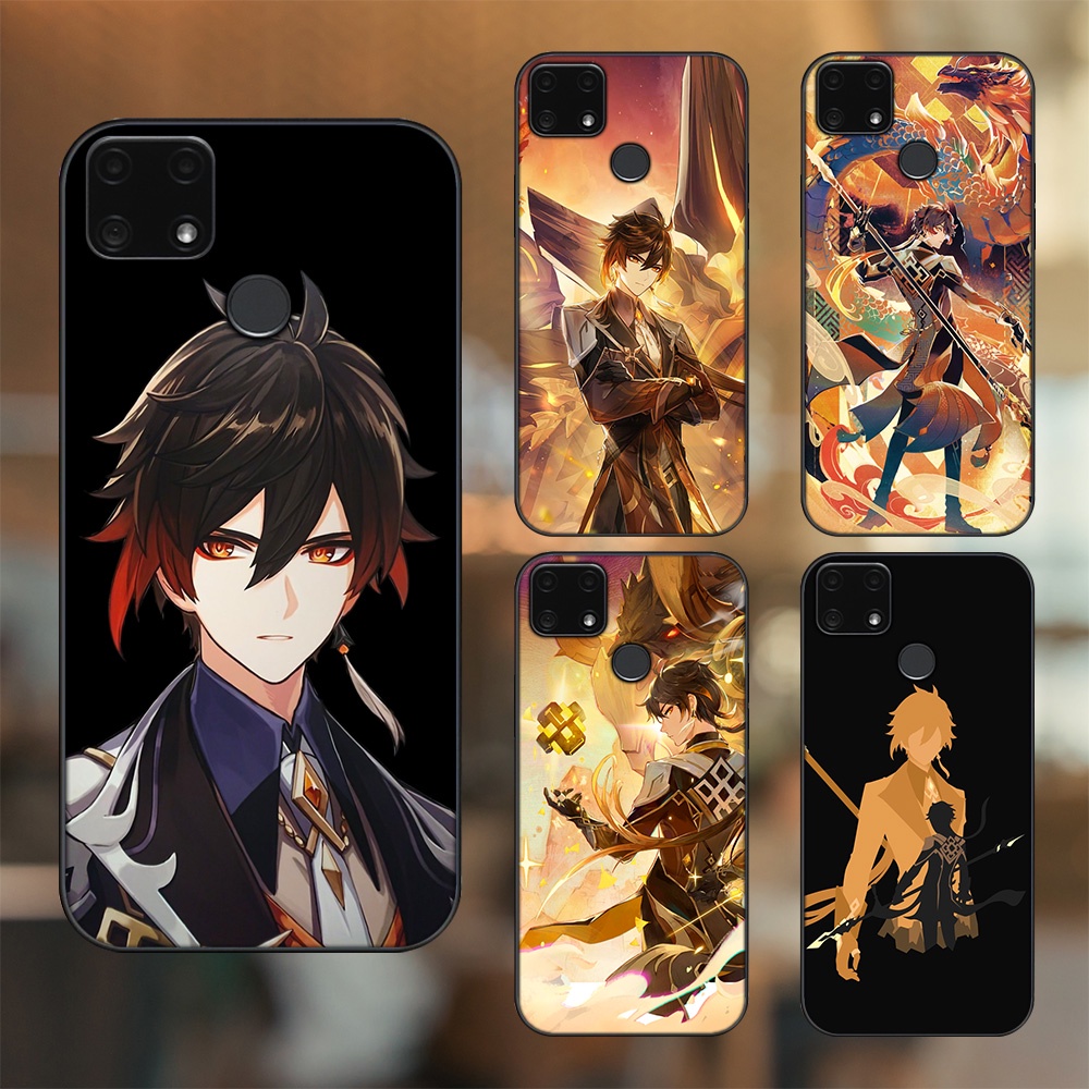 Ốp lưng Realme C25 viền đen in hình Zhongli Genshin Impact