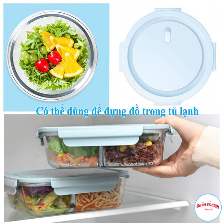 Combo cơm văn phòng: Hộp thủy tinh 3 ngăn 1000ml / Hộp thủy tinh tròn 400ml / Túi đựng cơm Lunch Bag / Bộ đũa+thìa+dĩa | BigBuy360 - bigbuy360.vn