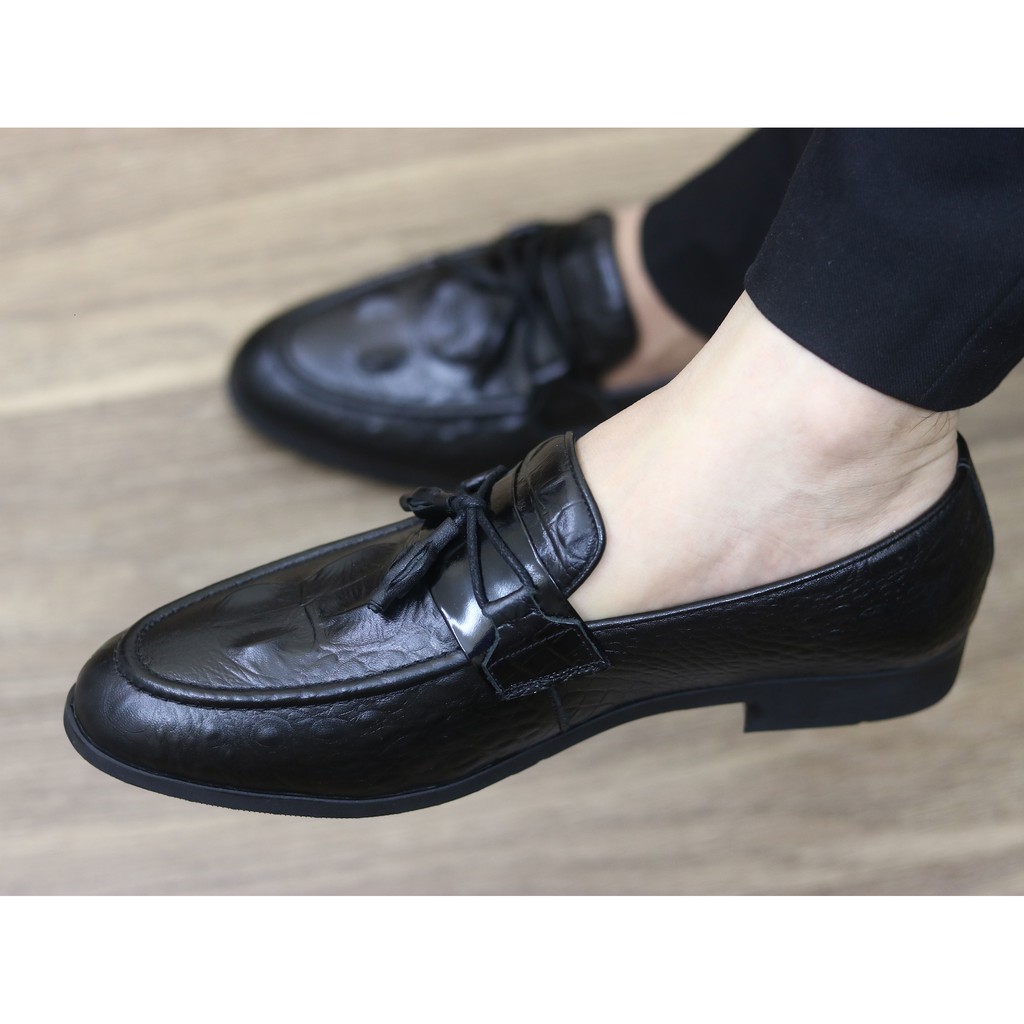 Giày Da Nam,giày lười nam,giày nam đẹp chuông đen mã L177 | BigBuy360 - bigbuy360.vn