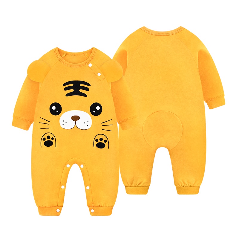 Áo Liền Quần Dài Tay Hai Mặt Bằng Cotton Trơn Phong Cách Hàn Quốc Cho Bé Sơ Sinh 1 Tuổi