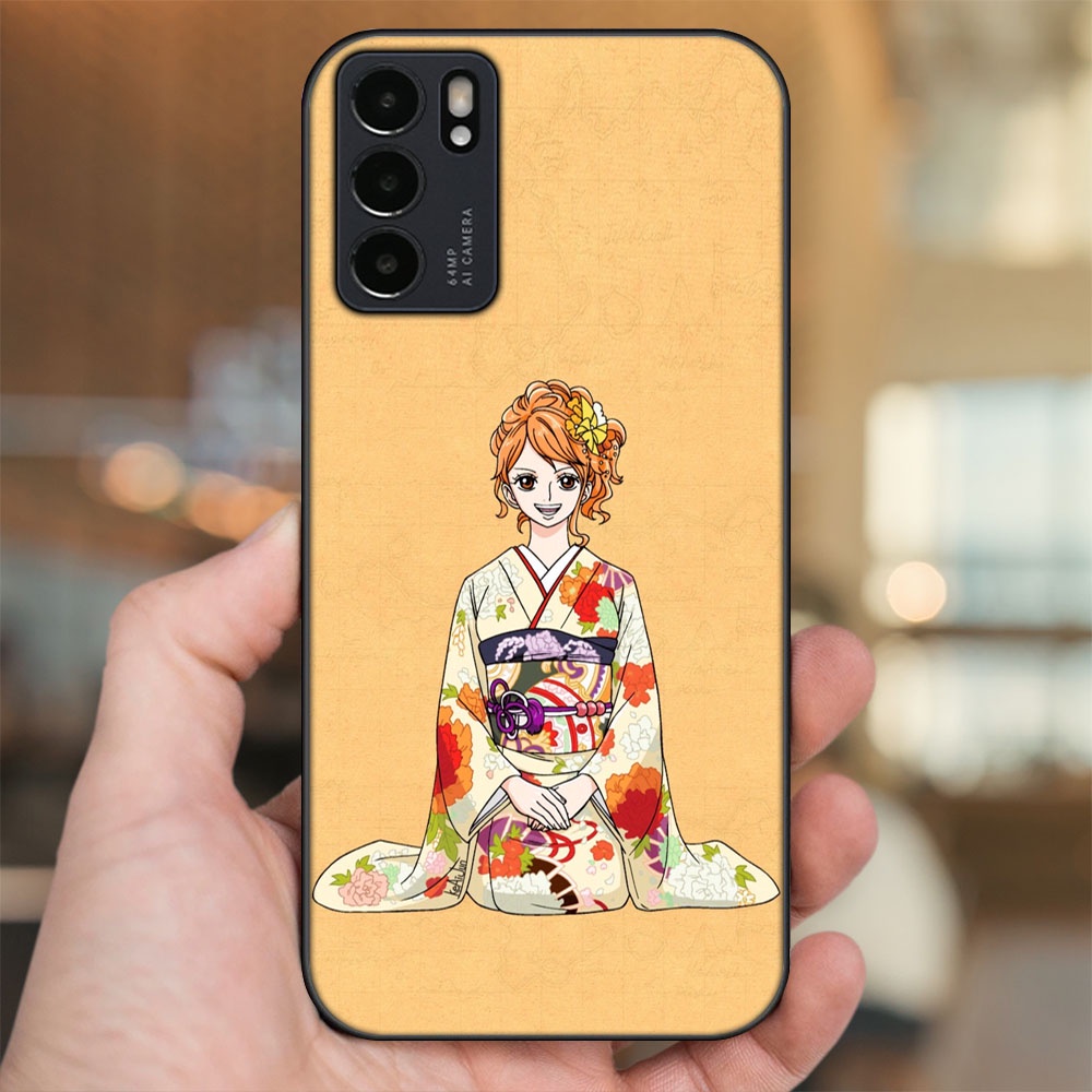 Ốp lưng Oppo Reno 6 5G viền đen in hình Nami One Piece Đảo Hải Tặc