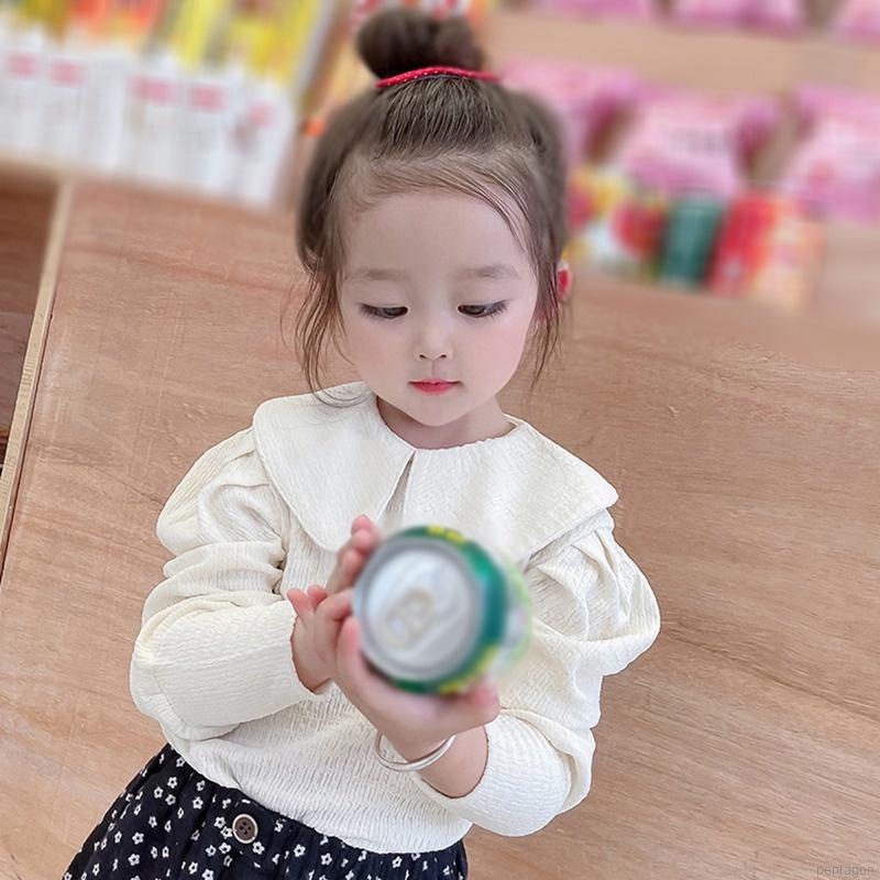 Áo thun tay dài phồng cổ Peter Pan cho bé gái 3-8 tuổi