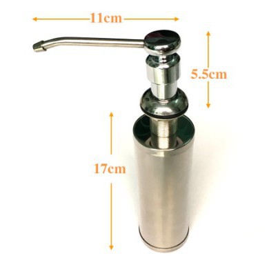 Bình Đựng Nước Rửa Chén Inox - Bình Xà Bông Gắn Chậu Rửa Chén - Bình Xà Bông Nhấn Inox