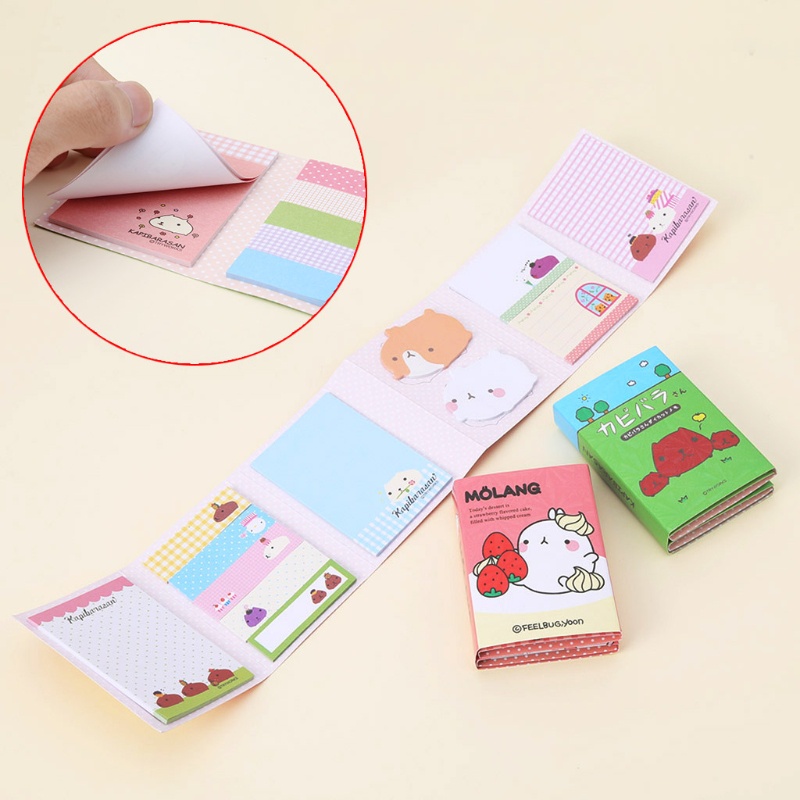 Sổ Ghi Chú 6 Tờ Hình Động Vật Hoạt Hình Dễ Thương Có Thể Gấp Lại 6 Lần