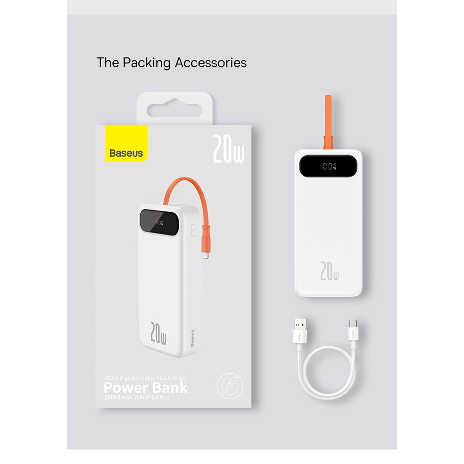 Pin sạc dự phòng Baseus Block Digital Display Fast Charge Power Bank 20w 10000/20000mah