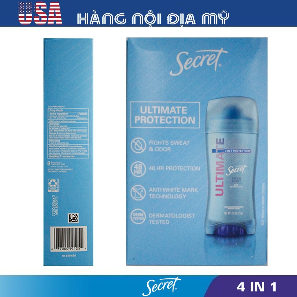 Lăn khử mùi Secret Ultimate 4-in-1 Protection Antiperspirant [HÀNG LOẠI 1 NỘI ĐỊA MỸ]