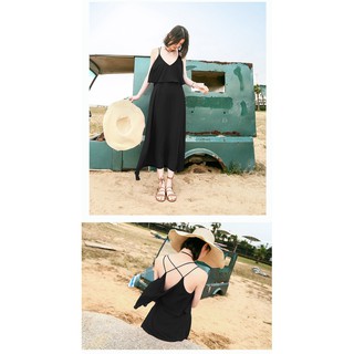 Váy maxi đi biển 2 dây đan chéo