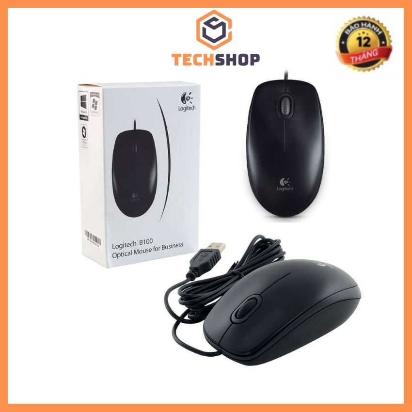 Chuột máy tính Logitech B100 cho Laptop để bàn cổng USB chuột quang - Bảo hành 12 Tháng hàng công ty