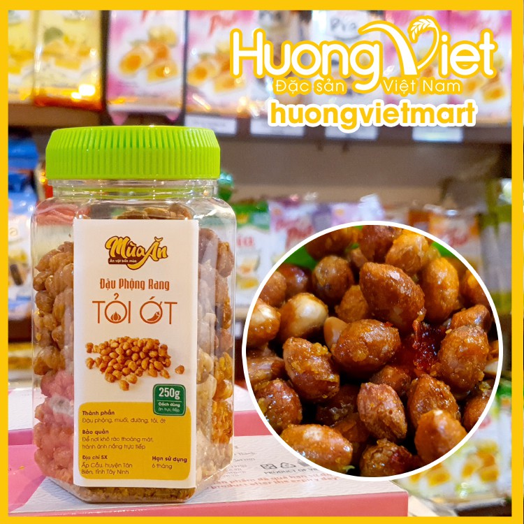 Đậu phộng rang tỏi ớt loại ngon 250g, đậu phộng cháy tỏi ớt, đồ ăn vặt Sài Gòn, đậu phộng rang ít cay