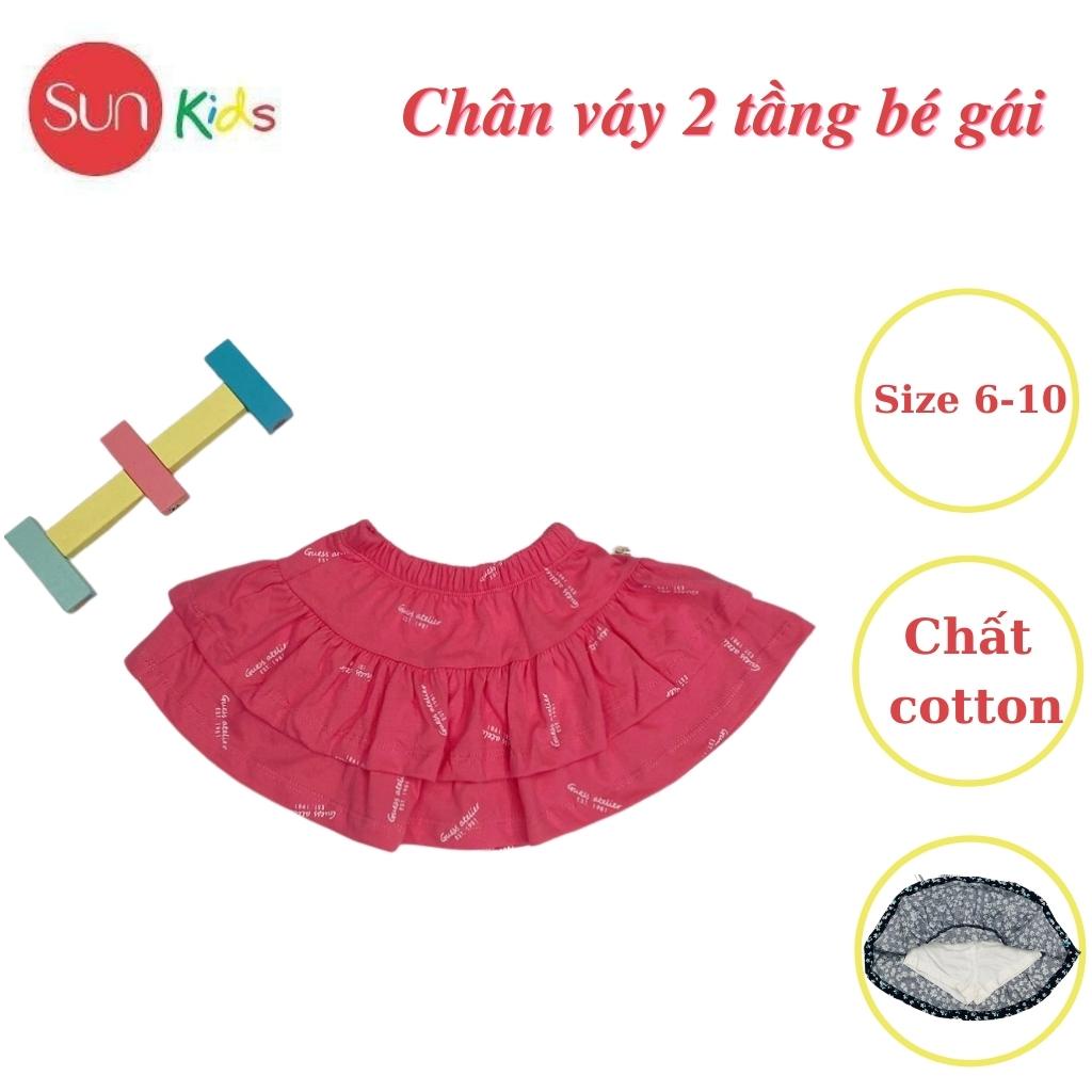 Chân váy cho bé, đầm bé gái 2 tầng, chất cotton, có quần đùi trong, size 6-10 - SUNKIDS