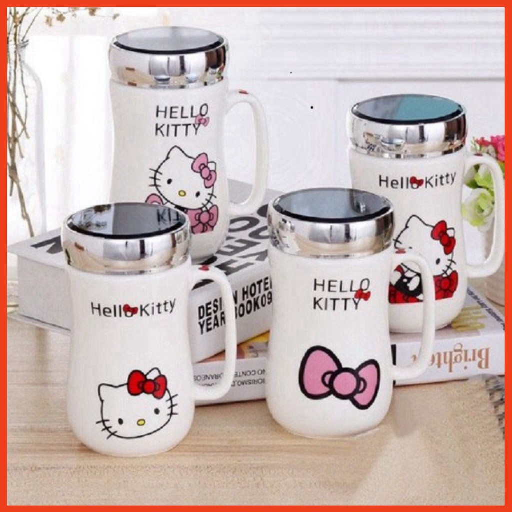 Cốc giữ nhiệt Hello Kitty kèm mặt gương 400ml