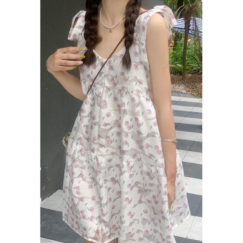 Đầm Hoa Không Tay Thời Trang Mùa Hè Dành Cho Nữ