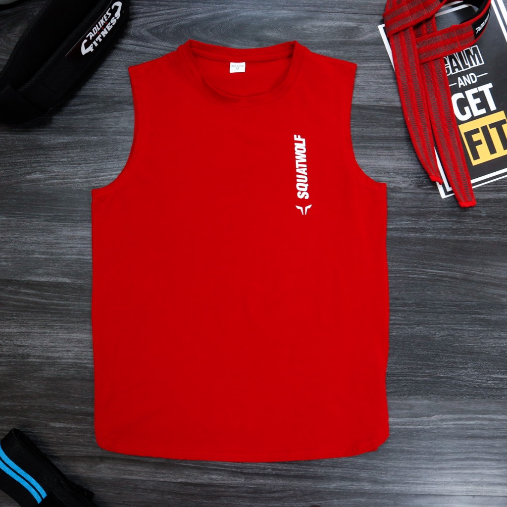 Áo ba lỗ thể thao nam LIKEFIT form sát nách vải Cotton thấm hút mồ hôi Squatwolf