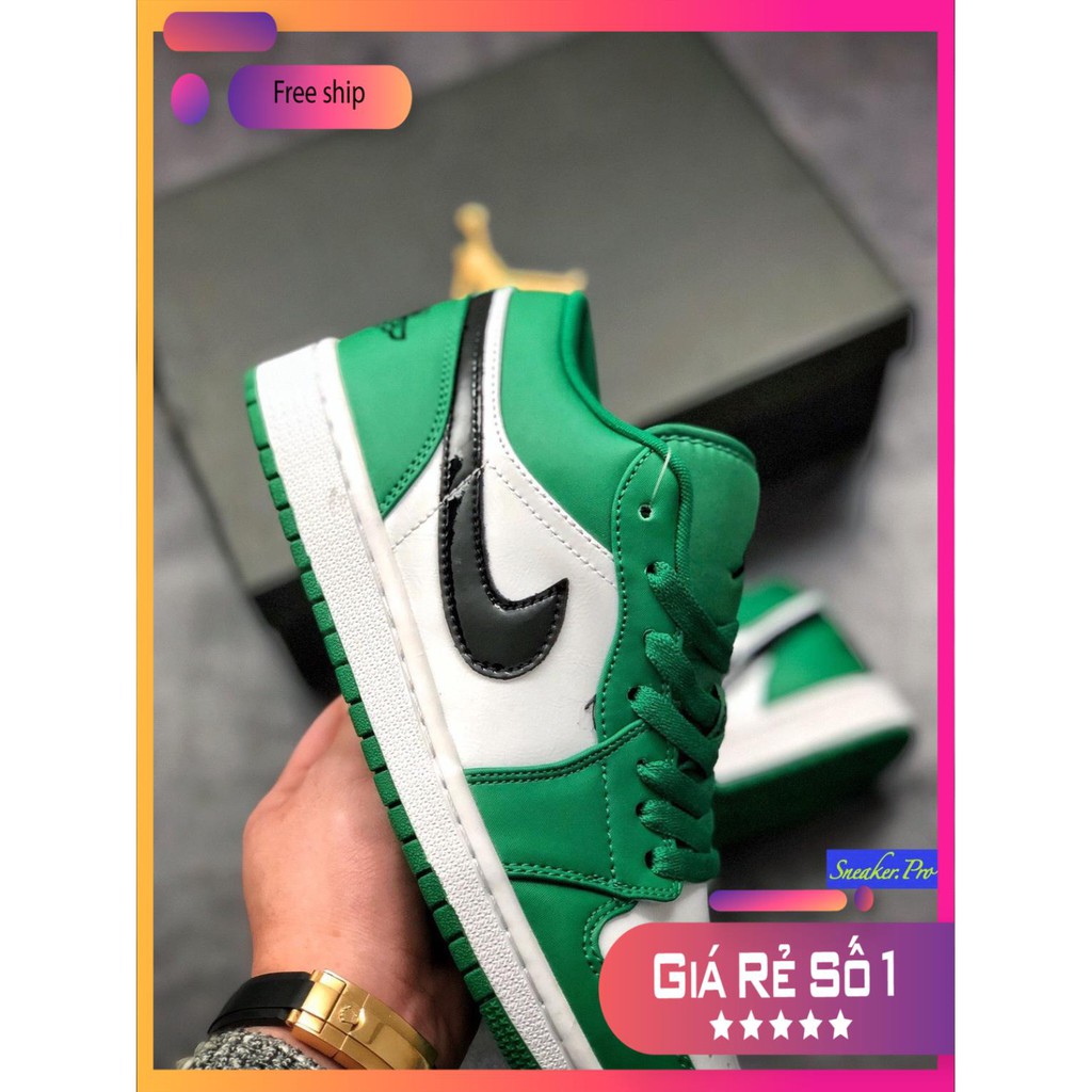 Giày thể thao AIR JORDAN 1 Low Pine Green thấp cổ màu xanh trắng siêu đẹp dành cho nam nữ