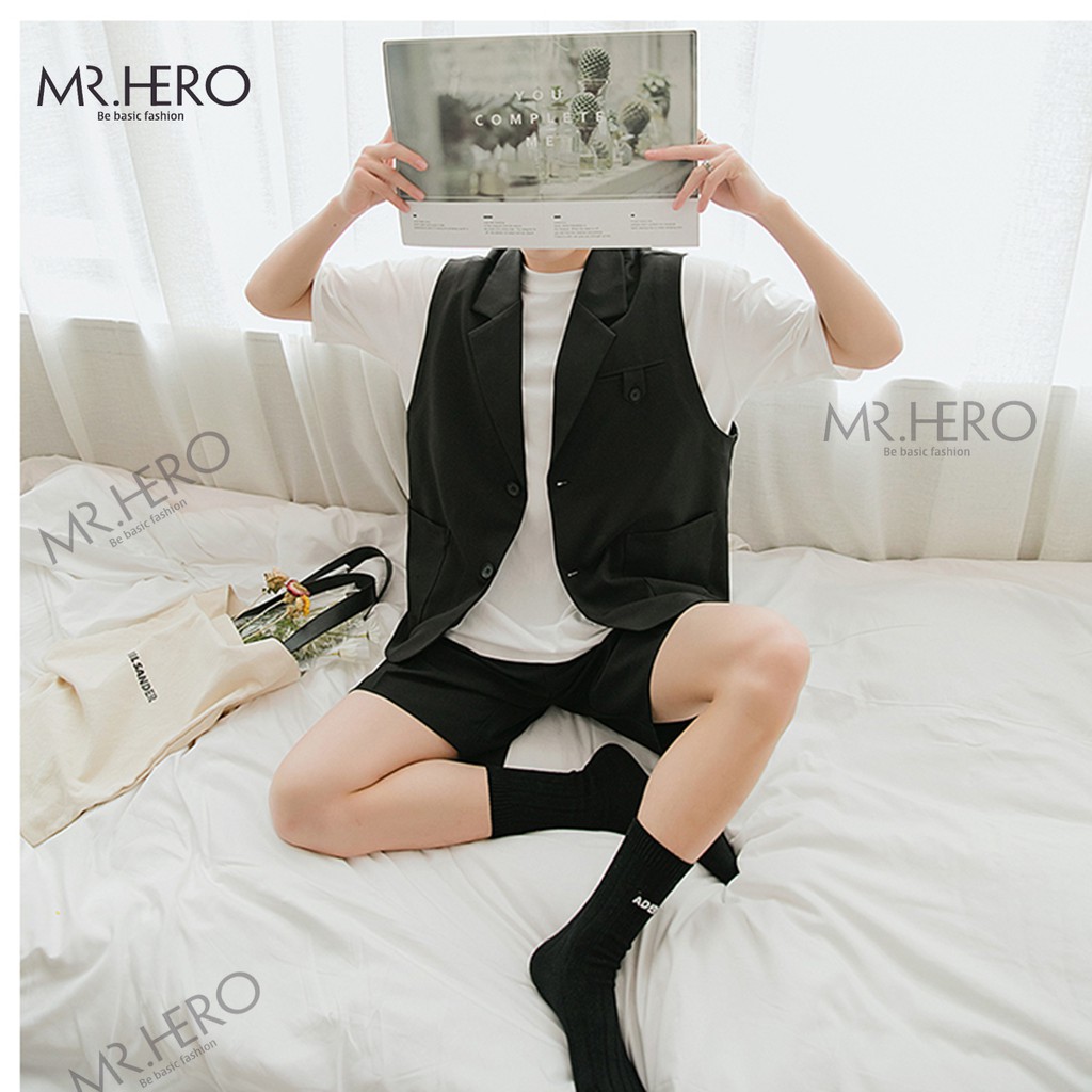 [Mẫu độc] Áo Gile Blazer Unisex, Áo Vest Ghi Lê Khoác Hè Nam Nữ, Không Tay Form Rộng GL01 Phong Cách Hàn Quốc MrHero