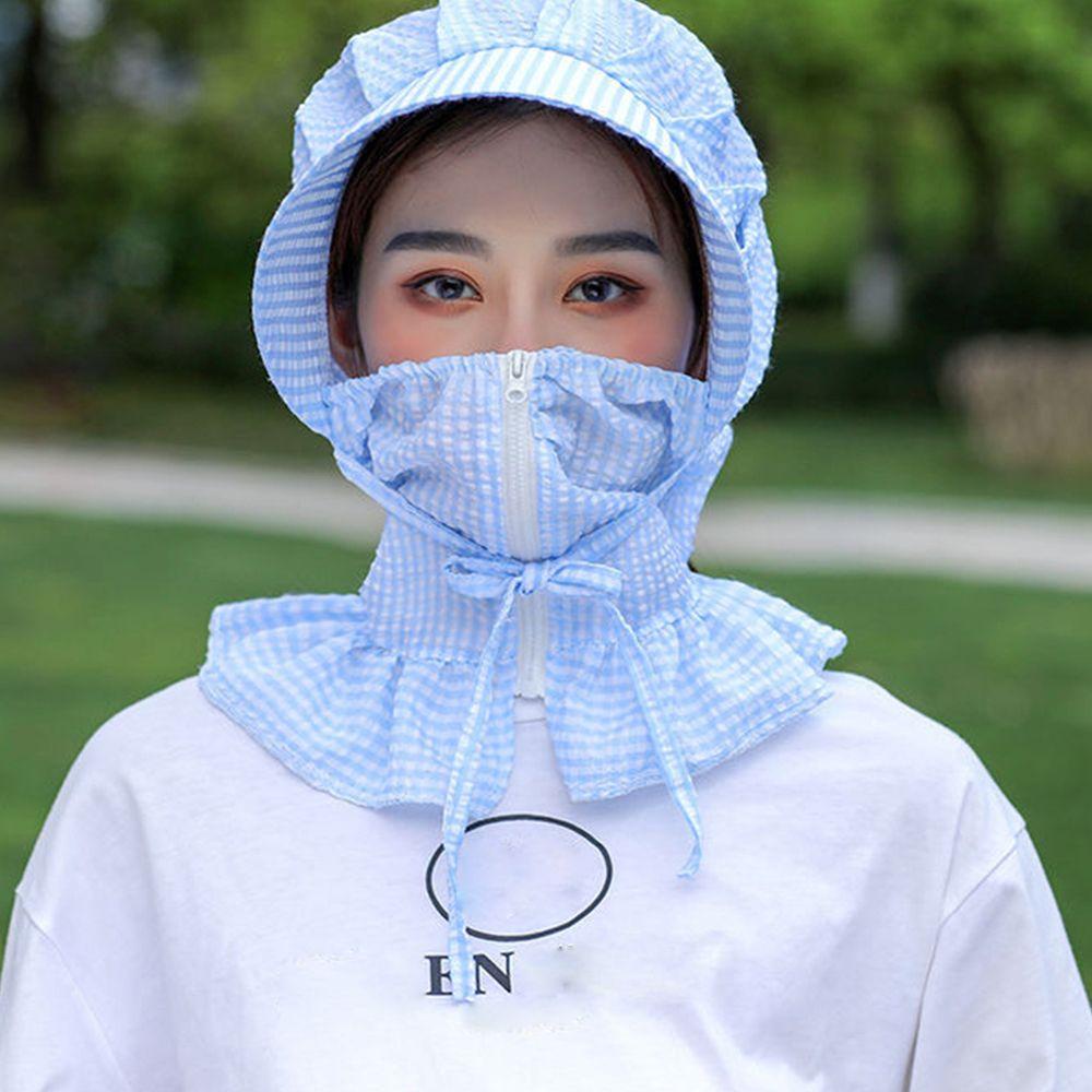 QQMALL Mũ Bucket Chất Liệu Polyester Cotton Họa Tiết Sọc Caro Thời Trang Mùa Hè Hàn Quốc Sự Bảo Vệ