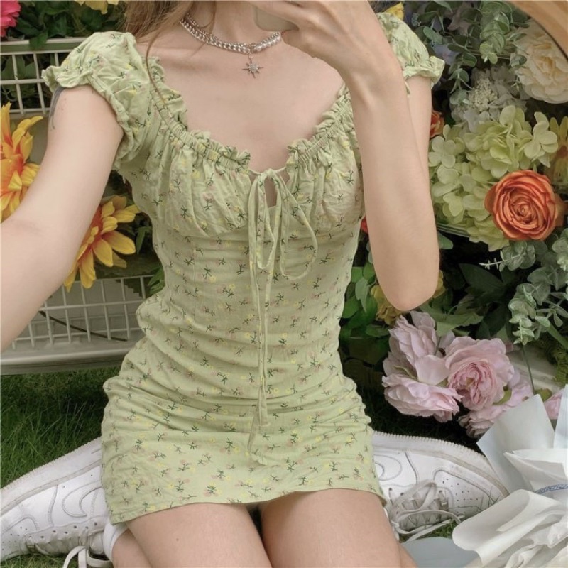 Đầm hoa thắt dây CD305