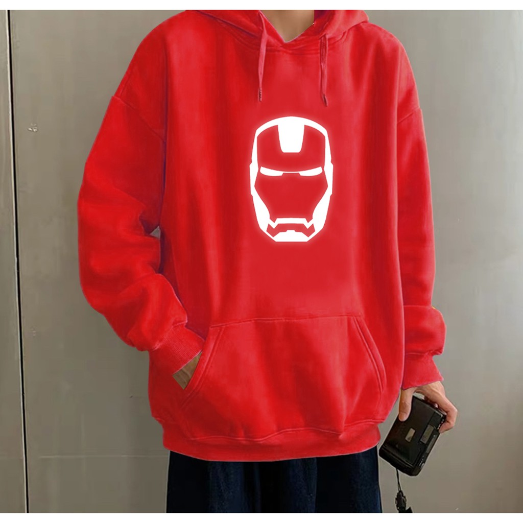 Áo Khoát Hoodie Unisex Có Mũ, Áo Khoát Thun Cho Cả Nam Và Nữ In Phản Quang Iron Man KN31 | BigBuy360 - bigbuy360.vn