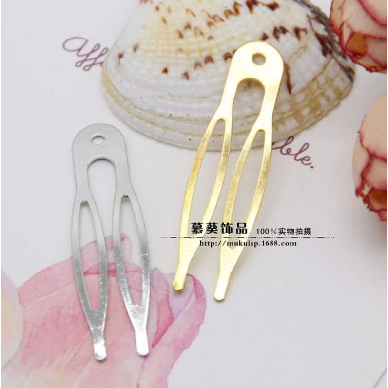 (10 cái)Xược cài tóc 2 răng size 10×39mm, Nguyên liệu làm trâm cài tóc cổ trang, Nguyên liệu diy