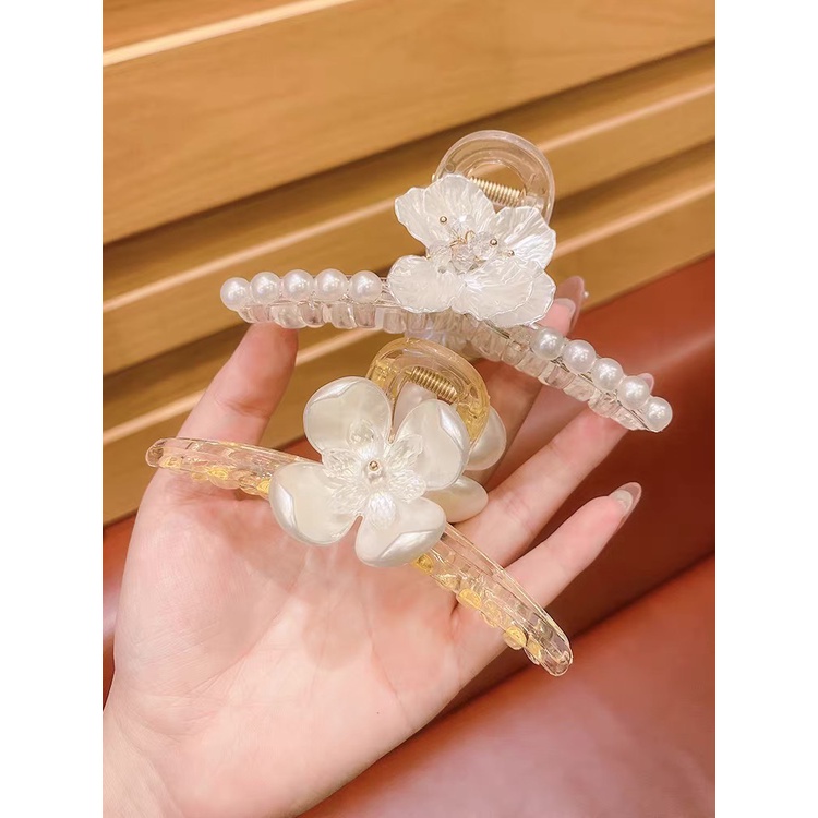 Kẹp Tóc Hàn Quốc Càng Cua Đính Ngọc Trai Nhân Tạo Cỡ Lớn Dễ Thương Xinh KC58