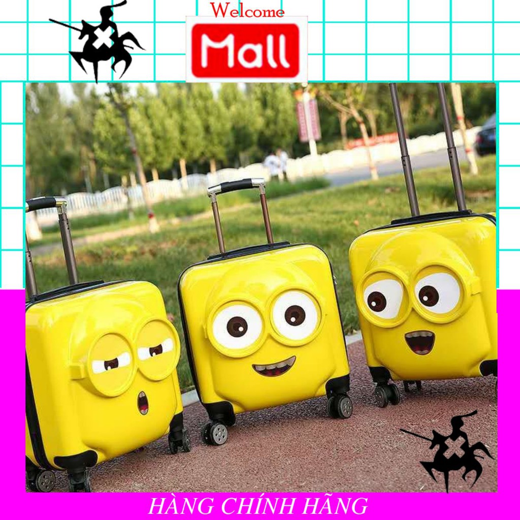 FREE SHIP50K RẺ NHẤT SHOPEE - VALI DU LỊCH TRẺ EM MINION VUÔNG SIZE 18 - 3 SẮC THÁI CẢM XÚC HN01