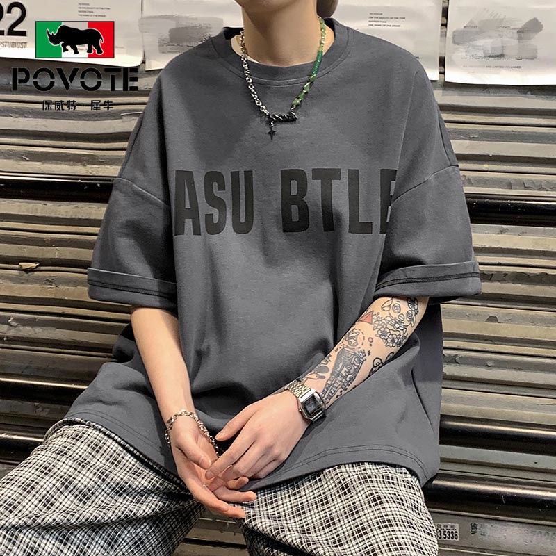 Áo Thun Ngắn Tay Dáng Rộng Thời Trang Mùa Hè Hàn Quốc Giản Dị Dành Cho Nam