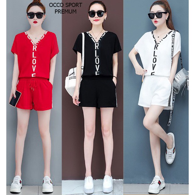 BỘ ĐỒ SHORT NỮ THỂ THAO CỔ CHỮ V_SIÊU MÁT MỊN_100% cotton [HÀNG XUẤT NHẬT-HÀN QUỐC]