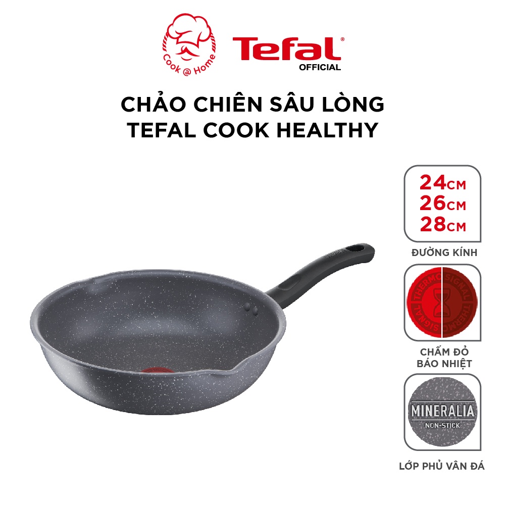 Chảo chiên sâu lòng Tefal Cook Healthy size 24, 26, 28cm G1348495/G1348595/G1348695