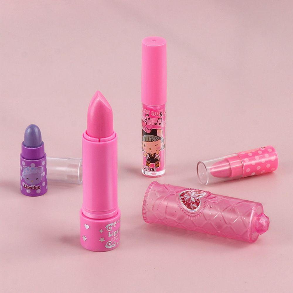 Set Son Môi + Phấn Mắt + Cọ Trang Điểm Môi Dành Cho Trẻ Em Có Thể Giặt Sạch