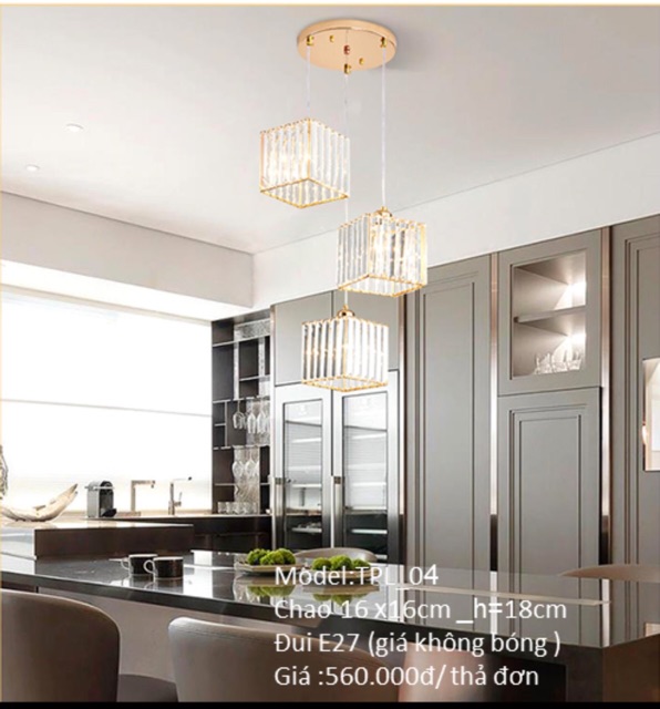 Đèn thả pha lê bộ 3 đèn