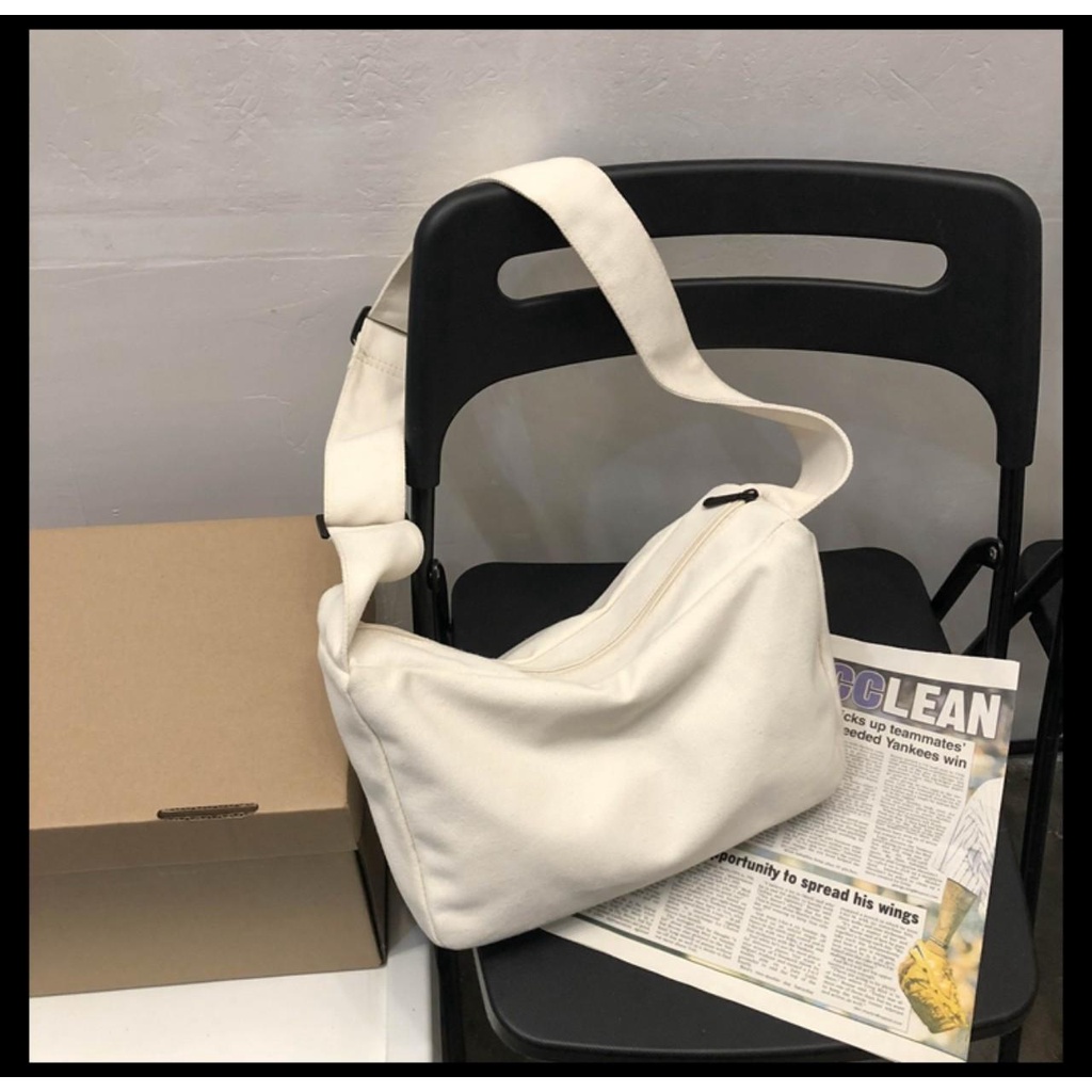 TÚI TOTE ĐEO CHÉO THỜI TRANG VẢI CANVAS PHONG CÁCH ULZZANG ĐỂ SÁCH A4 - XUONGMAITNT