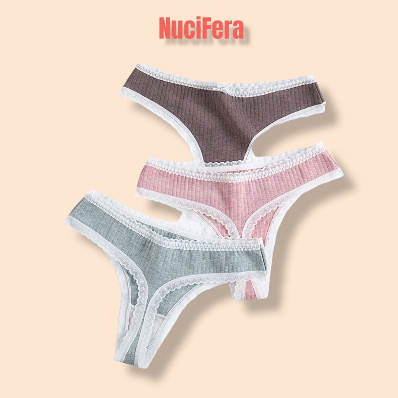 Quần lọt khe viền ren NuciFera chất dâu tằm mặc mát co dãn nhiều