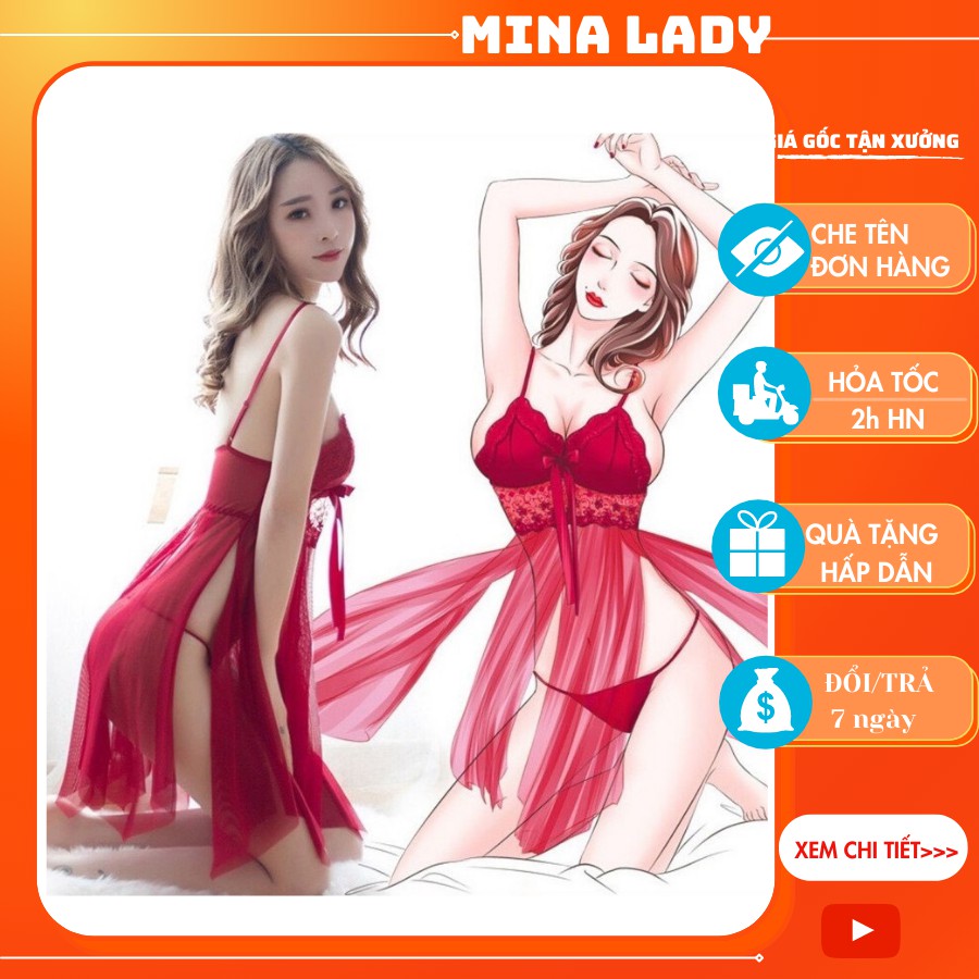 Váy ngủ 2 DÂY SEXY XẺ TÀ gợi cảm quyến rũ 40-55kg, đầm ngủ gợi cảm kèm chip xinh xắn