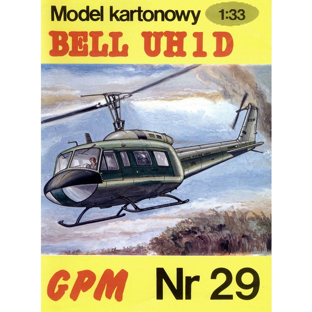 (Thiết kế chuẩn) Bộ kit mô hình giấy 3D Máy bay Bell UH 1 D
